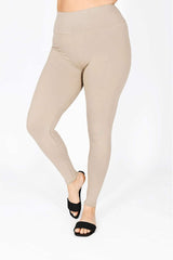 Legginsy damskie plus size z lycry beżowe 6090