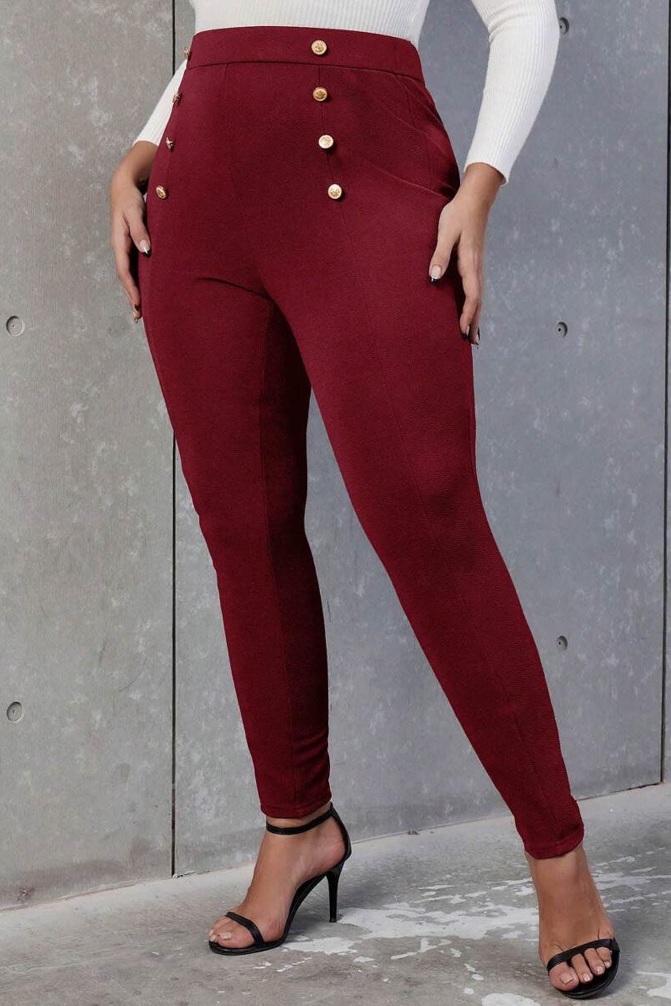 Pantaloni dama marimi mari cu nasturi 6246