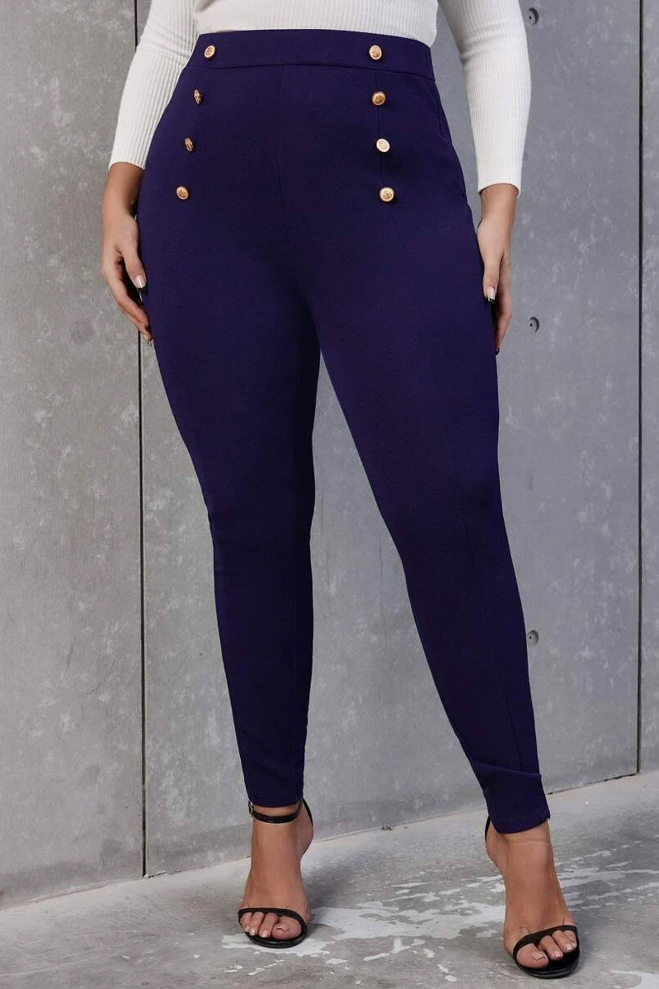 Pantaloni dama marimi mari cu nasturi 6246