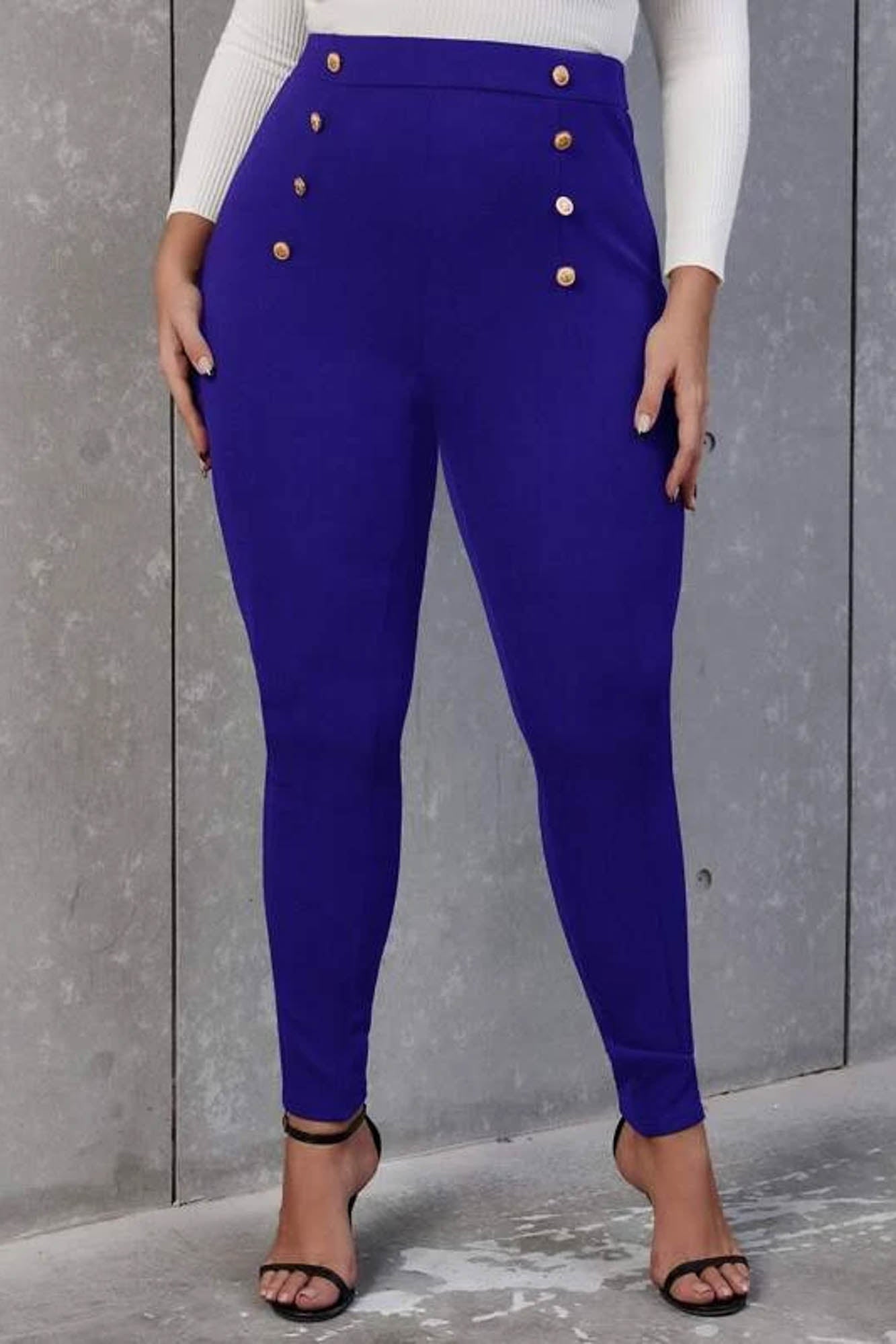 Spodnie damskie plus size z guzikami 6246