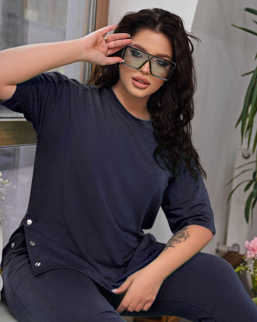 Damskie dresy plus size, podstawowe modele 8009-23