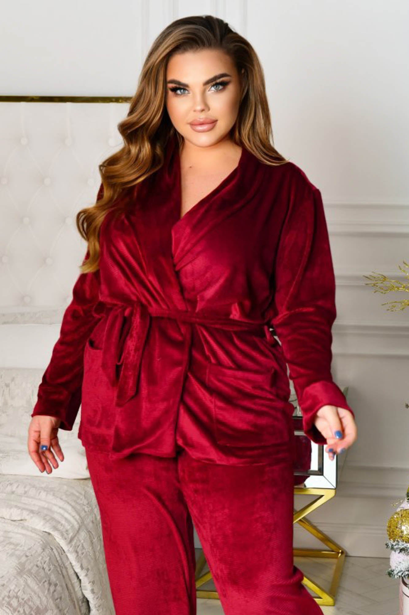 Dres damski plus size 3-częściowy z aksamitu 8073-24