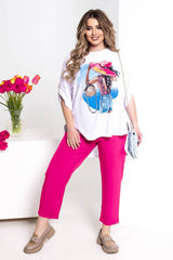 Compleu pantaloni si bluza cu imprimeu 8104