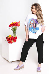 Compleu pantaloni si bluza cu imprimeu 8104