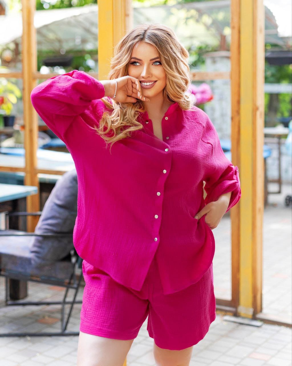 Komplet damski plus size szorty z koszulą 8121-24