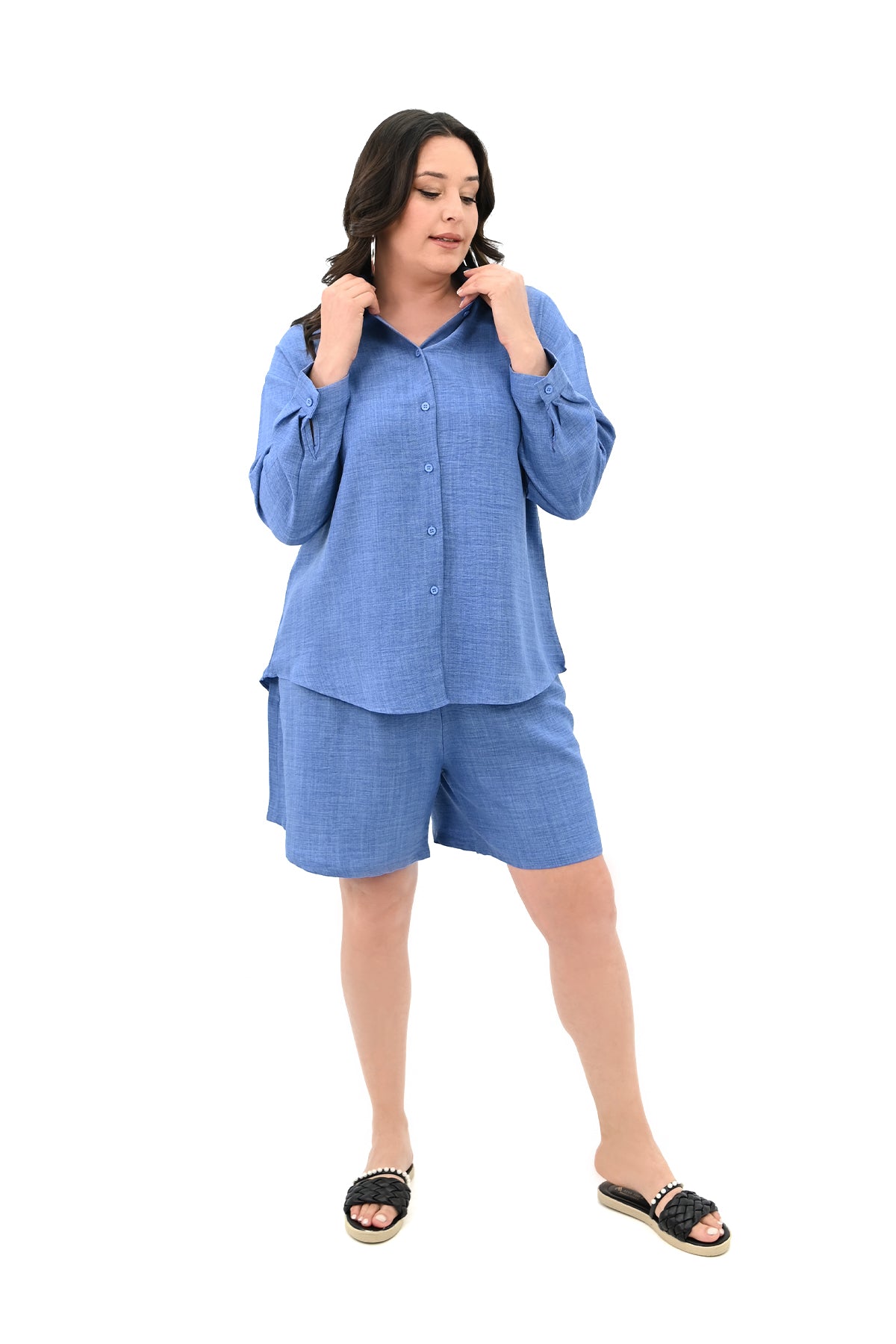 Komplet damski plus size szorty z koszulą 8121-24