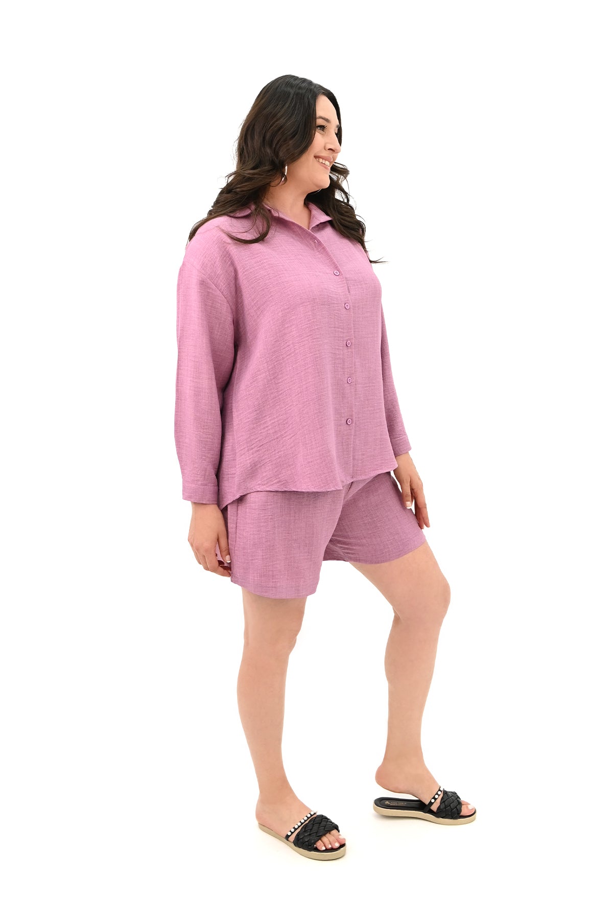 Komplet damski plus size szorty z koszulą 8121-24
