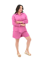 Komplet damski plus size szorty z koszulą 8121-24