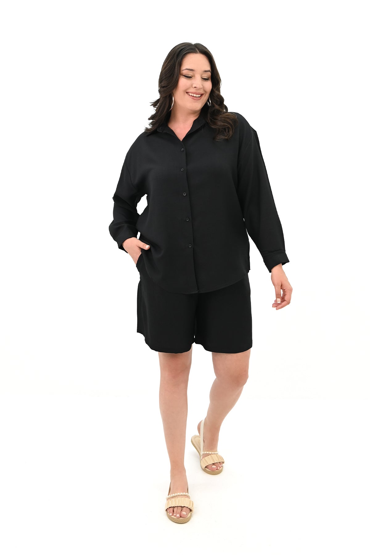 Komplet damski plus size szorty z koszulą 8121-24