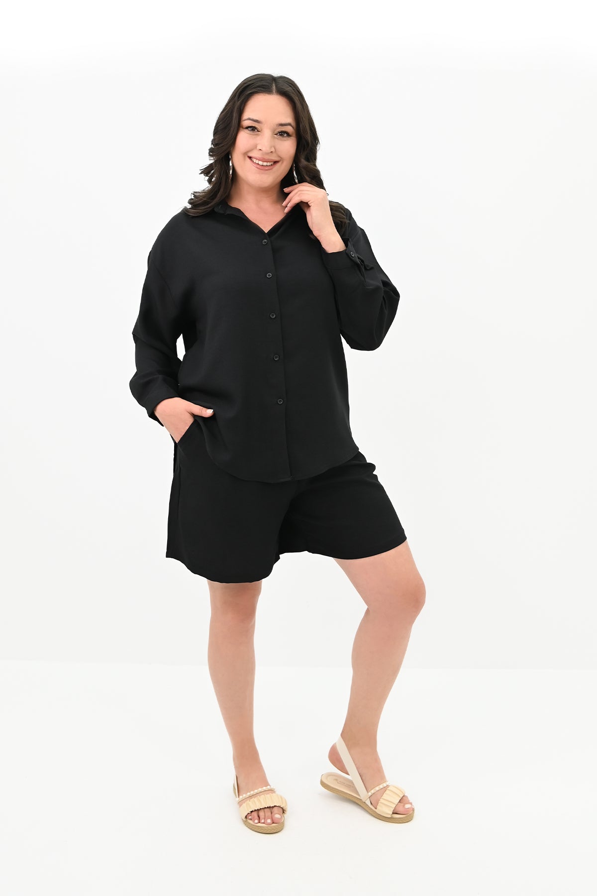Komplet damski plus size szorty z koszulą 8121-24