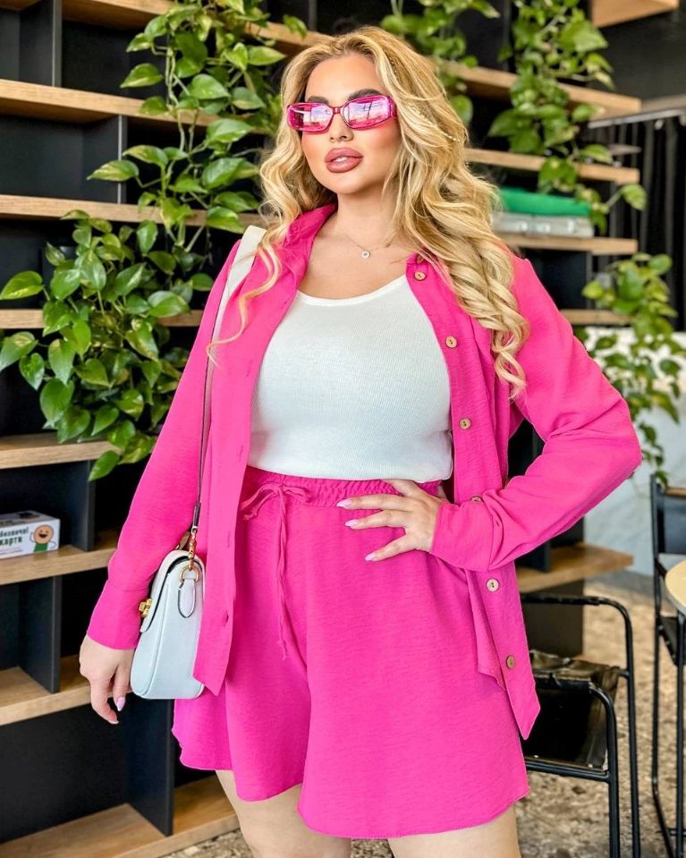 Komplet damski plus size szorty z koszulą 8121-24