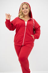 Dres damski plus size z zamkiem i kapturem 8139