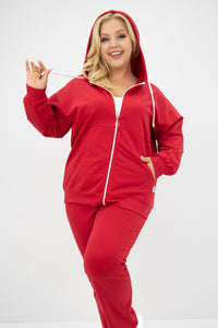 Dres damski plus size z zamkiem i kapturem 8139
