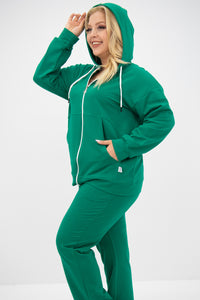 Dres damski plus size z zamkiem i kapturem 8139