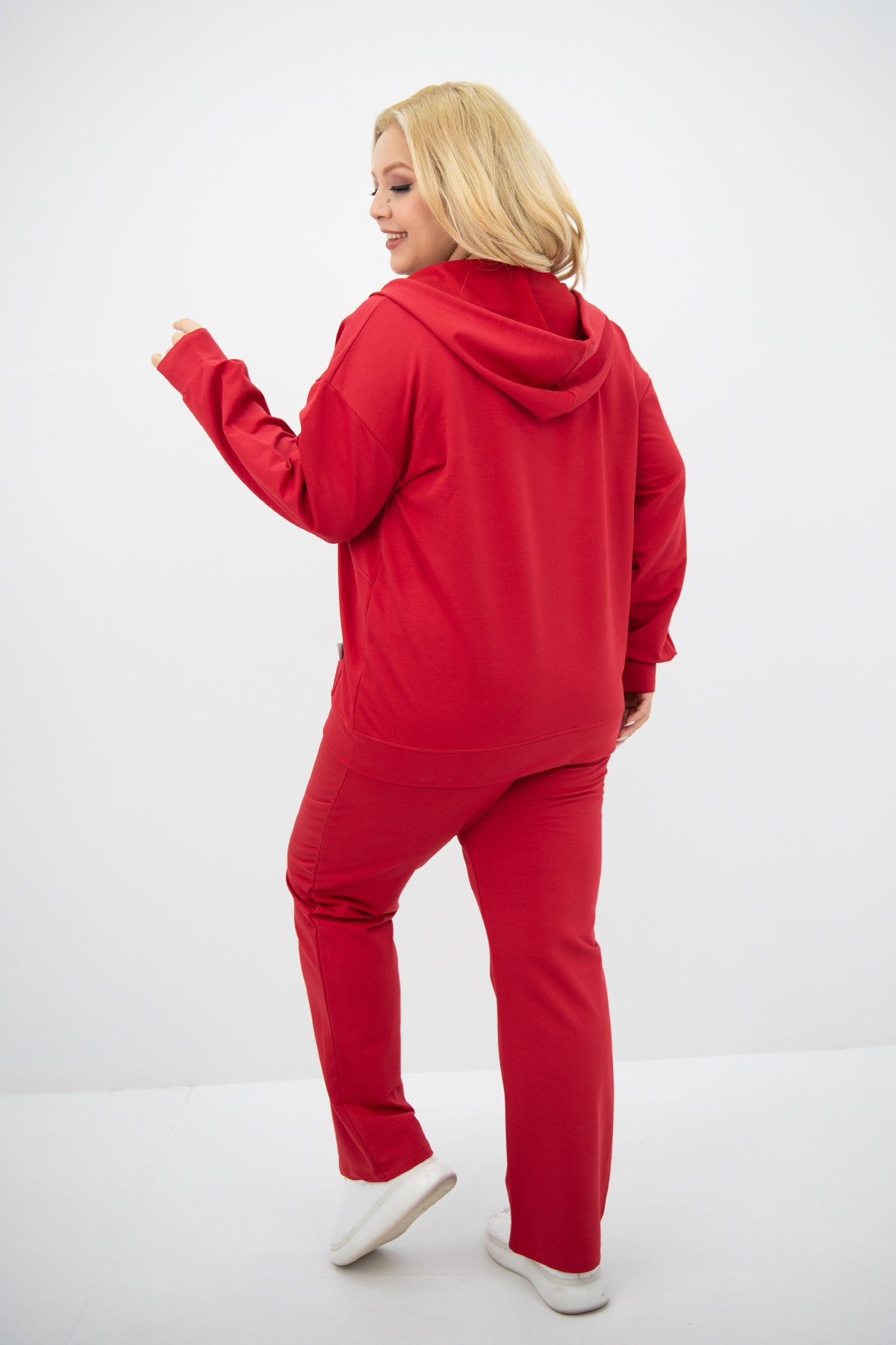 Dres damski plus size z zamkiem i kapturem 8139
