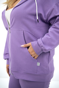 Dres damski plus size z zamkiem i kapturem 8139