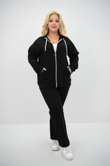 Dres damski plus size z zamkiem i kapturem 8139