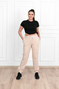 Damskie spodnie dresowe w paski, duże rozmiary 9046