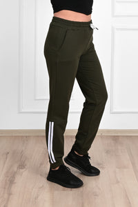 Damskie spodnie dresowe w paski, duże rozmiary 9046