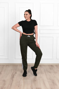 Damskie spodnie dresowe w paski, duże rozmiary 9046