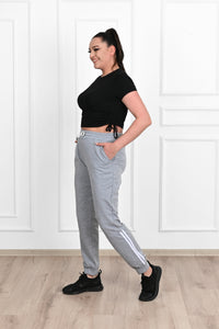 Damskie spodnie dresowe w paski, duże rozmiary 9046