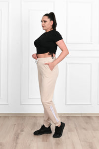 Damskie spodnie dresowe w paski, duże rozmiary 9046