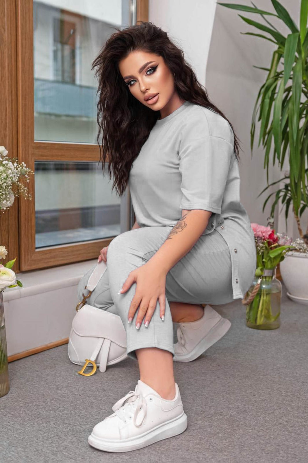 Damskie dresy plus size, podstawowe modele 8009-23