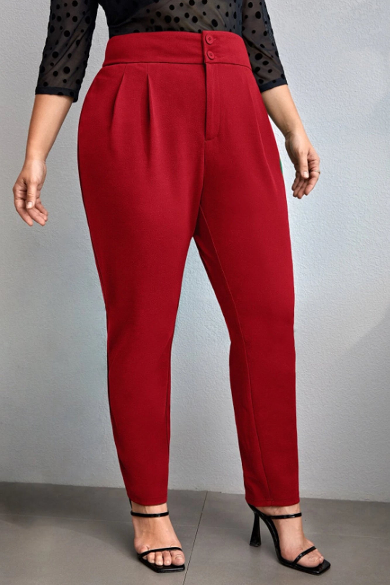 Pantaloni eleganti, Spodnie damskie plus size z guzikami PTS002, bigsize.ro