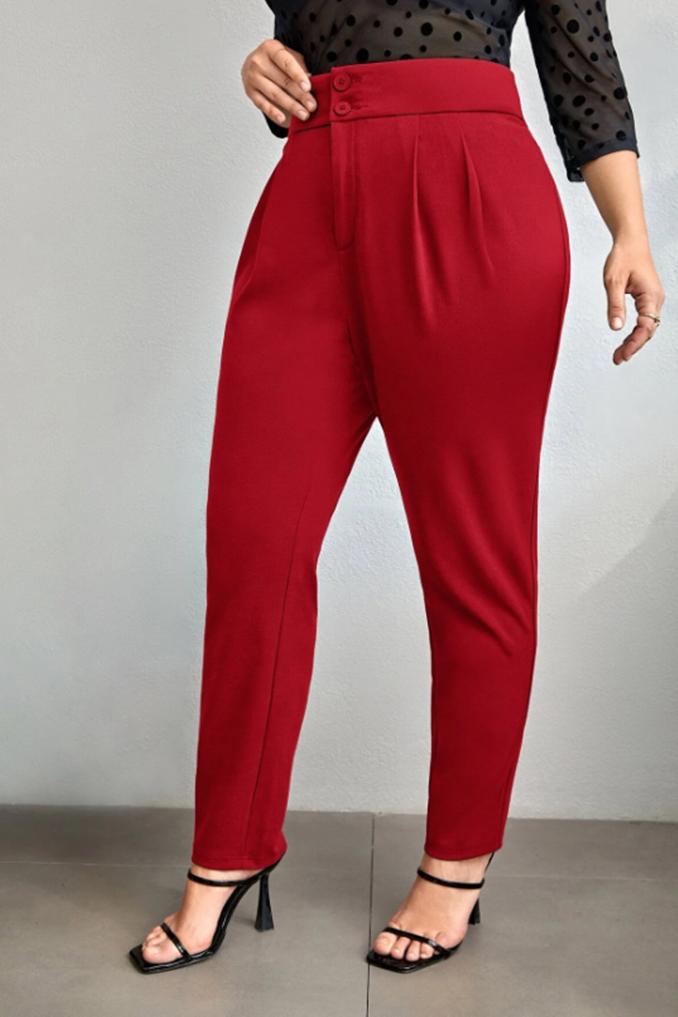 Pantaloni eleganti, Spodnie damskie plus size z guzikami PTS002, bigsize.ro