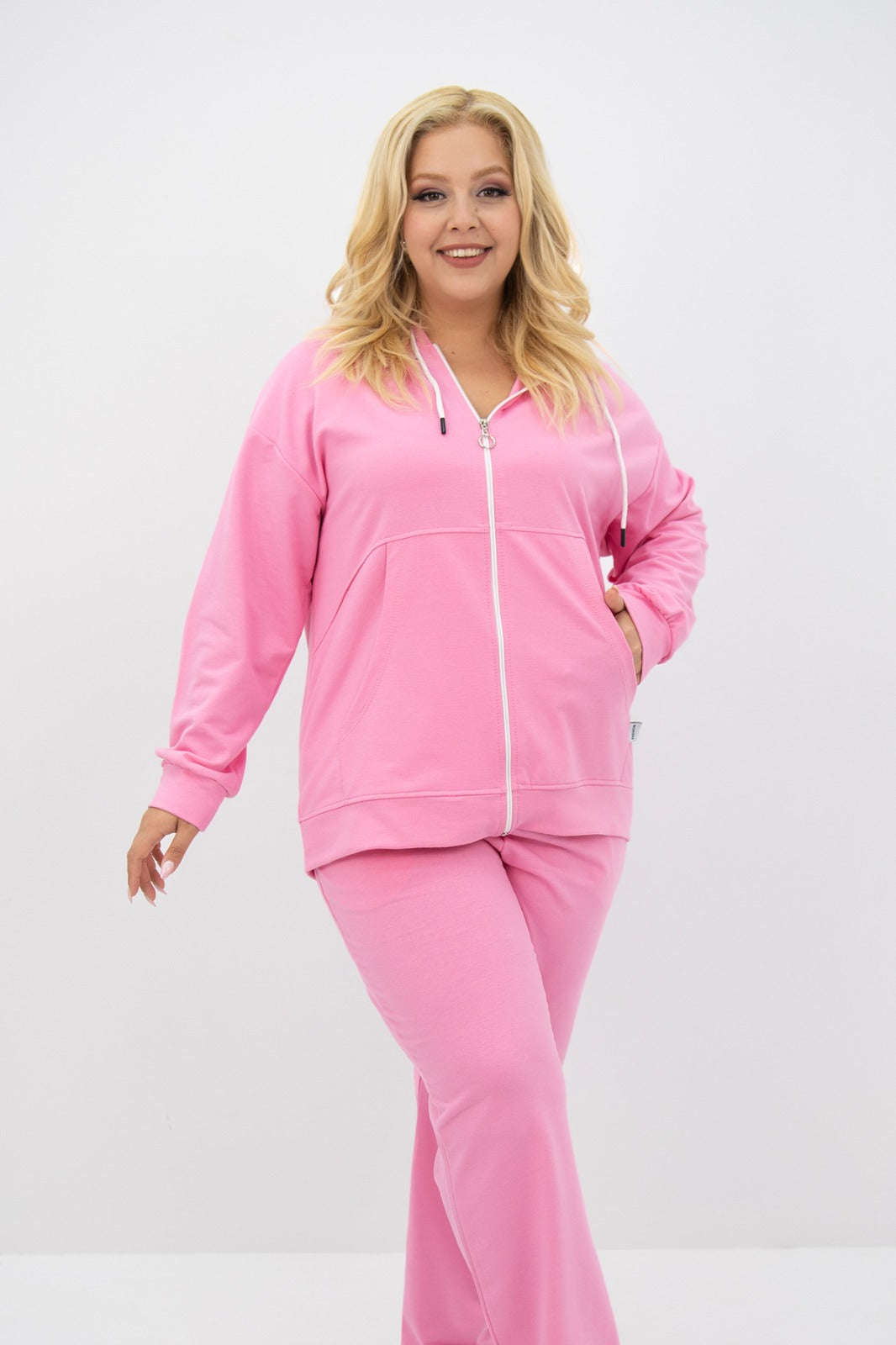 Dres damski plus size z zamkiem i kapturem 8139