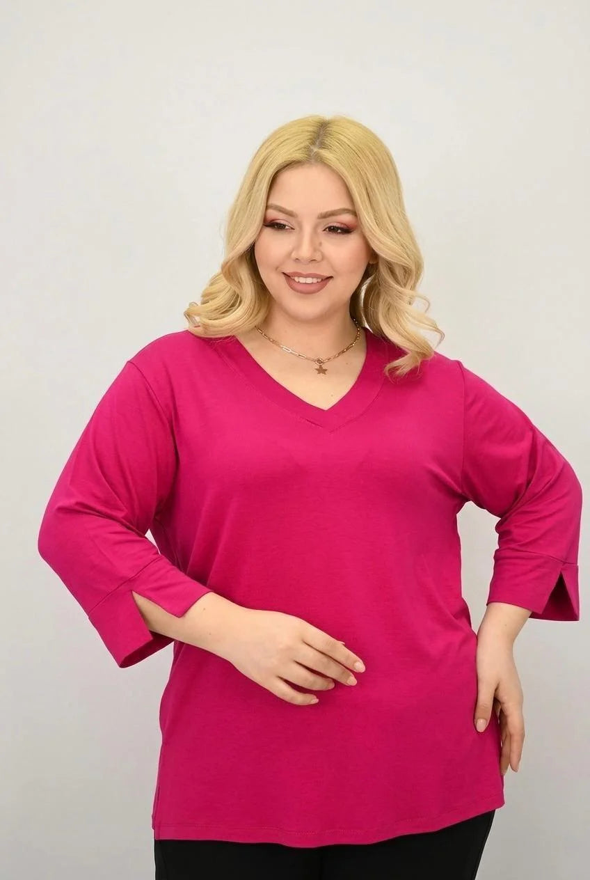 Koszulka damska plus size z koronką 1428-23
