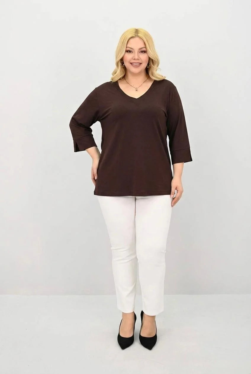 Koszulka damska plus size z koronką 1428-23