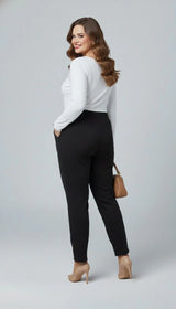 Spodnie damskie plus size z klamrą PTS003