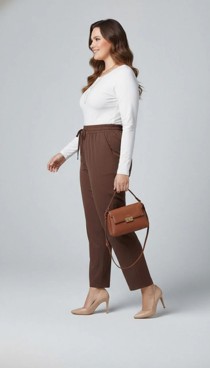 Spodnie damskie plus size z klamrą PTS003