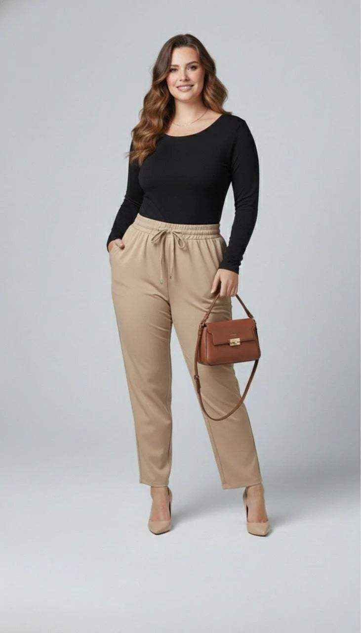 Spodnie damskie plus size z klamrą PTS003