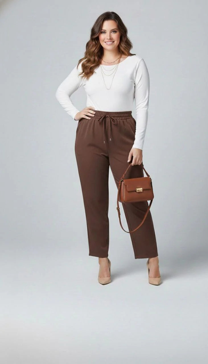 Spodnie damskie plus size z klamrą PTS003