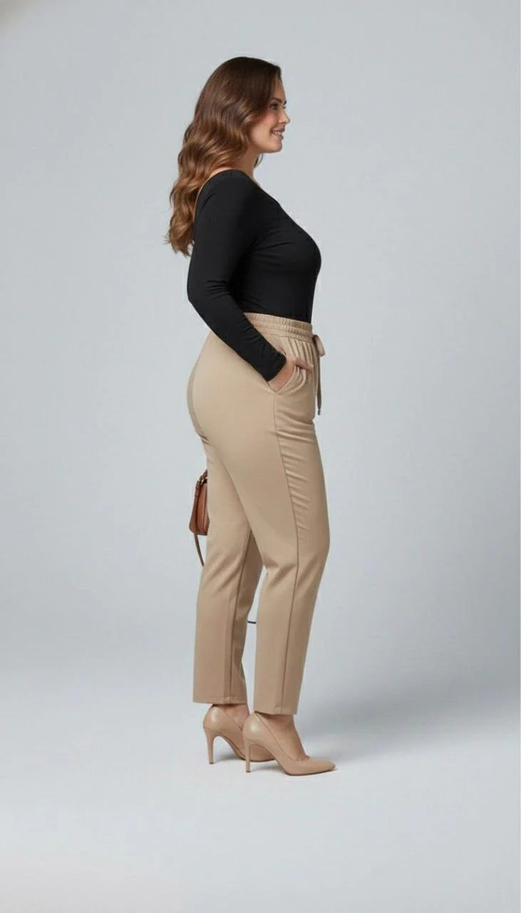 Spodnie damskie plus size z klamrą PTS003