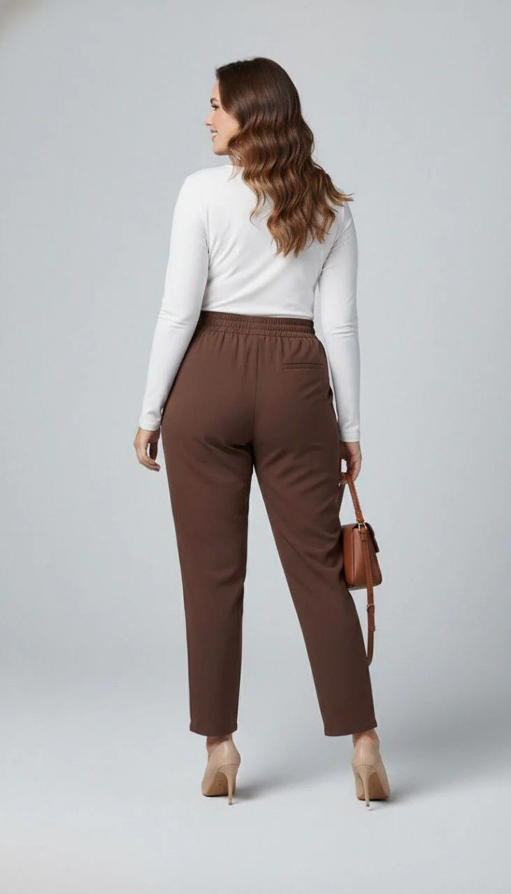 Spodnie damskie plus size z klamrą PTS003