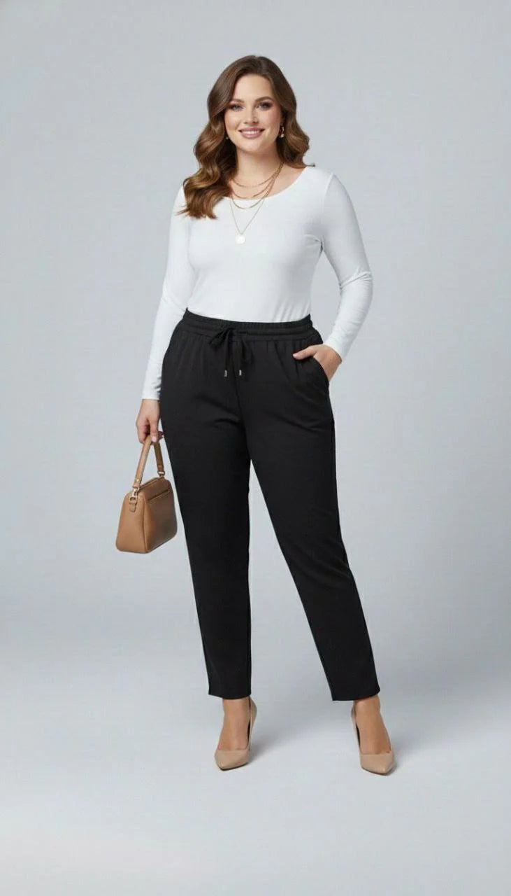 Spodnie damskie plus size z klamrą PTS003