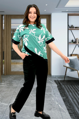 Set pantaloni si bluza cu imprimeu 8110